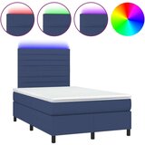  Box spring postelja z vzmetnico LED modra 120x190 cm blago | Shoptok.si