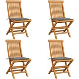 Maison Chic Vrtni stoli - Stol za vrt s sivimi blazinami 4 kosi trdna tikovina JS2016, (21876779) | Shoptok.si