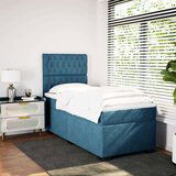 Box spring krevet s madracem plavi 90x200 cm baršunasti | shoptok.hr
