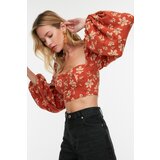 Trendyol Cinnamon Floral Patterned Viscose Blouse narandžasta | krem | tamnocrvena | ePonuda.com