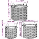  Cvečni koš s shranjevanjem 3 pcs Kubu siva Kubu rattan, (5000285955) | Shoptok.si