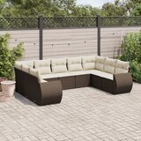 vidaXL 9-dijelni set vrtnih sofa s jastucima poliratan smeđi | shoptok.hr