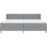 vidaXL Postelja z vzmetnicami, svetlo siva, 200x200 cm, tkanina, Vzglavje z diamantskimi blokicami, svetlo sivo, 200 cm, tkanina | Shoptok.si