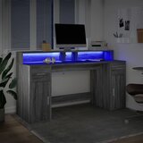  Radni stol s LED svjetlima siva boja hrasta 160x55x91 cm drveni | Eponuda.ba