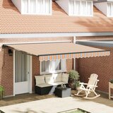 vidaXL Retraktilna tenda Večbarvni trak 400x300 cm blago - - Oranžna - 33.13 - 400x300 cm - 2025- | Shoptok.si