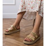 D/CEO Golden glitter espadrille sandals with buckles Induri | Shoptok.si