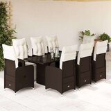 vidaXL Vrtna bistro garnitura 9-delna z blazinami rjav poli ratan, (21324104) | Shoptok.si