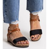 Gemre Black sandals on a low cork wedge Malada | ePonuda.com