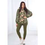 Kesi 3-piece MOOR set of sweatshirt, top and leggings khaki + green Cene