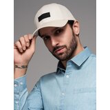 Ombre Men's baseball cap with visor and rectangular patch - cream Cene