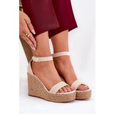 Boto Wedge Sandals For Women With Braiding Beige Adelio | Shoptok.si