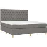  Box spring postelja z vzmetnico temno siva 160x200 cm blago, (20790171) | Shoptok.si