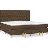 Krevet s oprugama i madracem tamnosmeđi 200x200 cm od tkanine | shoptok.hr