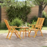 vidaXL Bistro set za vrt 3 pcs Smeđa Masivno bagremovo drvo | shoptok.hr