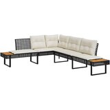  2-dijelni set vrtnih sofa s jastucima poliratan i staklo crni | Eponuda.com