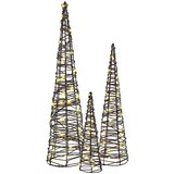  Božićno drvce 3 pcs Topla bijela 20 x 20 x 80 cm Ratan | shoptok.hr