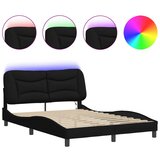 Maison Chic Posteljni okvir - Dvoposteljna postelja - Zakonska postelja z LED brez vzmetnice črn 140x200 cm blago, (21694965) Cene