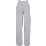 Trendyol Gray Melange Thick Wide Leg/Wide Legs Waist Detail Knitted Knit Sweatpants | Shoptok.si