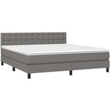  Box spring postelja z vzmetnico LED temno siva 160x200 cm blago, (20937300) | Shoptok.si