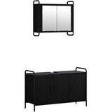  Set ormarića za kupaonicu 2 kom. Crni hrast 65 5 x 34 x 61 cm - Crni hrast Ormar s umivaonikom (3 vrata) + viseći ormar | shoptok.hr