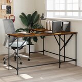 vidaXL Pisalna miza dimljeni hrast 149x149x75 cm inženirski les | Shoptok.si