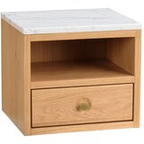 Rowico Nočna omarica z mizno ploščo v marmornem dekorju v naravni barvi Whitmore – | Shoptok.si