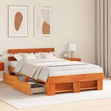  Krevetna konstrukcija s uzglavljem Vosak smeđa 135 x 190 cm | shoptok.hr