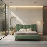 MID.YOU OBLAZINJENA POSTELJA 140 cm x 200 cm , les, tekstil, leseni material zelena | Shoptok.si