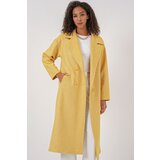 Bigdart 9113 Oversize Wide Cut Wool Long Stamp Coat - Yellow cene