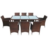 9-dijelni vrtni blagovaonski set od poliratana s jastucima smeđi Smeđa Dužina stola 190 cm | shoptok.hr