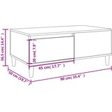  Stolić za kavu bijeli 90 x 50 x 36,5 cm od konstruiranog drva | shoptok.hr