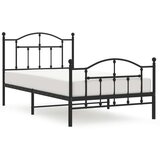 Metalni okvir kreveta uzglavlje i podnožje crni 100x190 cm | shoptok.hr