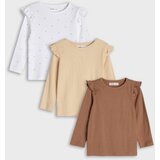 Sinsay Pamučne majice dugih rukava s volanima 3 pack | shoptok.hr