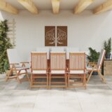  Zložljivi vrtni stoli z blazinami 8 kosov iz trdega tikovega lesa - - Rjava - 87.28 - 71.5 x 57 x 104 cm - | Shoptok.si