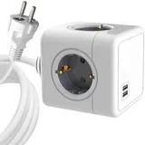 Razdelilnik PowerCube, 4 vtičnice 2 USB-A, 1,5m kabel, bel, (5000117643)