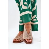 Boto Flat Sandals With Decoration Beige Haliones | Shoptok.si