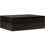 vidaXL Lesena škatla s pokrovom in ročaji črna 40x30x13 cm borovina | Shoptok.si