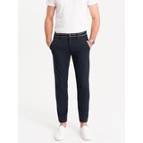 Ombre Men's chino pants with decorative waistband - navy blue | Shoptok.si