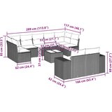 10-dijelni set vrtnih sofa s jastucima crni od poliratana | shoptok.hr