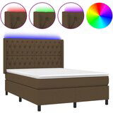 Maison Chic Box spring postelja - Vzmetna postelja z vzmetnico LED temno rjava 140x200cm blago SL2566, (21902319) | Shoptok.si