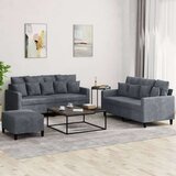 vidaXL 3-dijelni set sofa s jastucima tamnosivi baršunasti Cijene