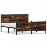 The Living Store Kovinski posteljni okvir brez vzmetnice dimljen hrast 137x190cm - Posteljni Okvir, (21428225) | Shoptok.si