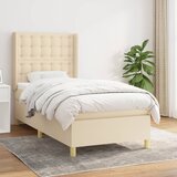 vidaXL Box spring postelja z vzmetnico krem 90x200 cm blago | Shoptok.si
