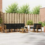  Set vanjskih sofa s jastukom 7 pcs Prirodna i crna | shoptok.hr