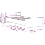  Okvir kreveta bez madraca Crni hrast 75x190 cm Inženirsko drvo | Shoptok.si