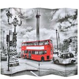 vidaXL Zložljiv paravan 228x170 cm londonski avtobus črn in bel | Shoptok.si