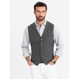 Ombre Men's suit vest with collar - graphite | Shoptok.si
