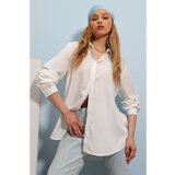 Trend Alaçatı Stili Women's White Basic Viscon Shirt Cene