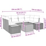 vidaXL 6-delni vrtni kavč set z blazinami siv poli ratan akacija | Shoptok.si