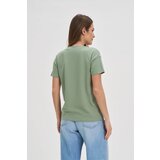 Marisse Cotton V-Neck T-Shirt In Olive Green | Shoptok.si